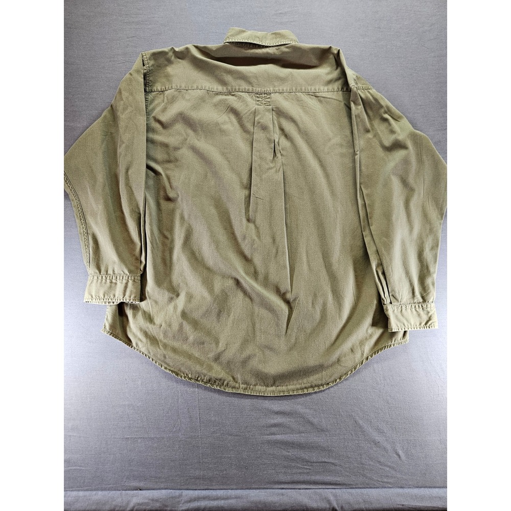 East Island Mens XL Olive Green Peached Twill Cotton Button Down Shirt LS - Picture 4 of 4